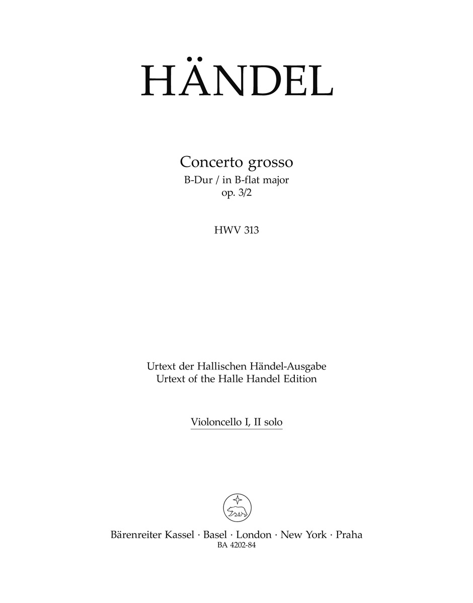 Front Cover Image Concerto grosso B-Dur op. 3/2 HWV 313