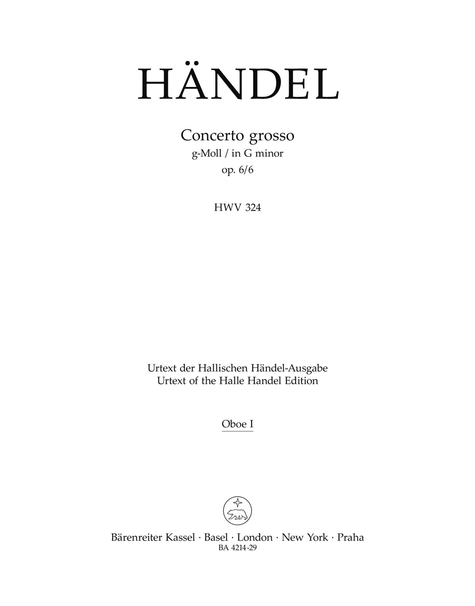 Front Cover Image Concerto grosso g-Moll op. 6/6 HWV 324