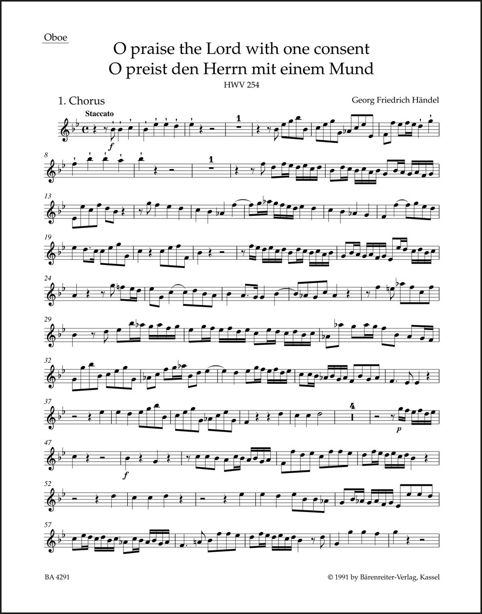 Front Cover Image O praise the Lord / O preist den Herrn HWV 254