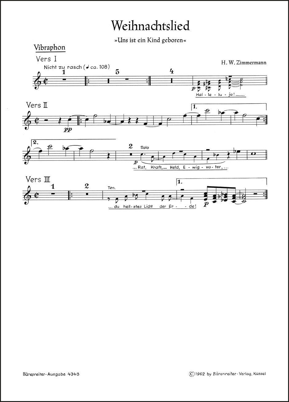 Front Cover Image Weihnachtslied "Uns ist ein Kind geboren" (1962)