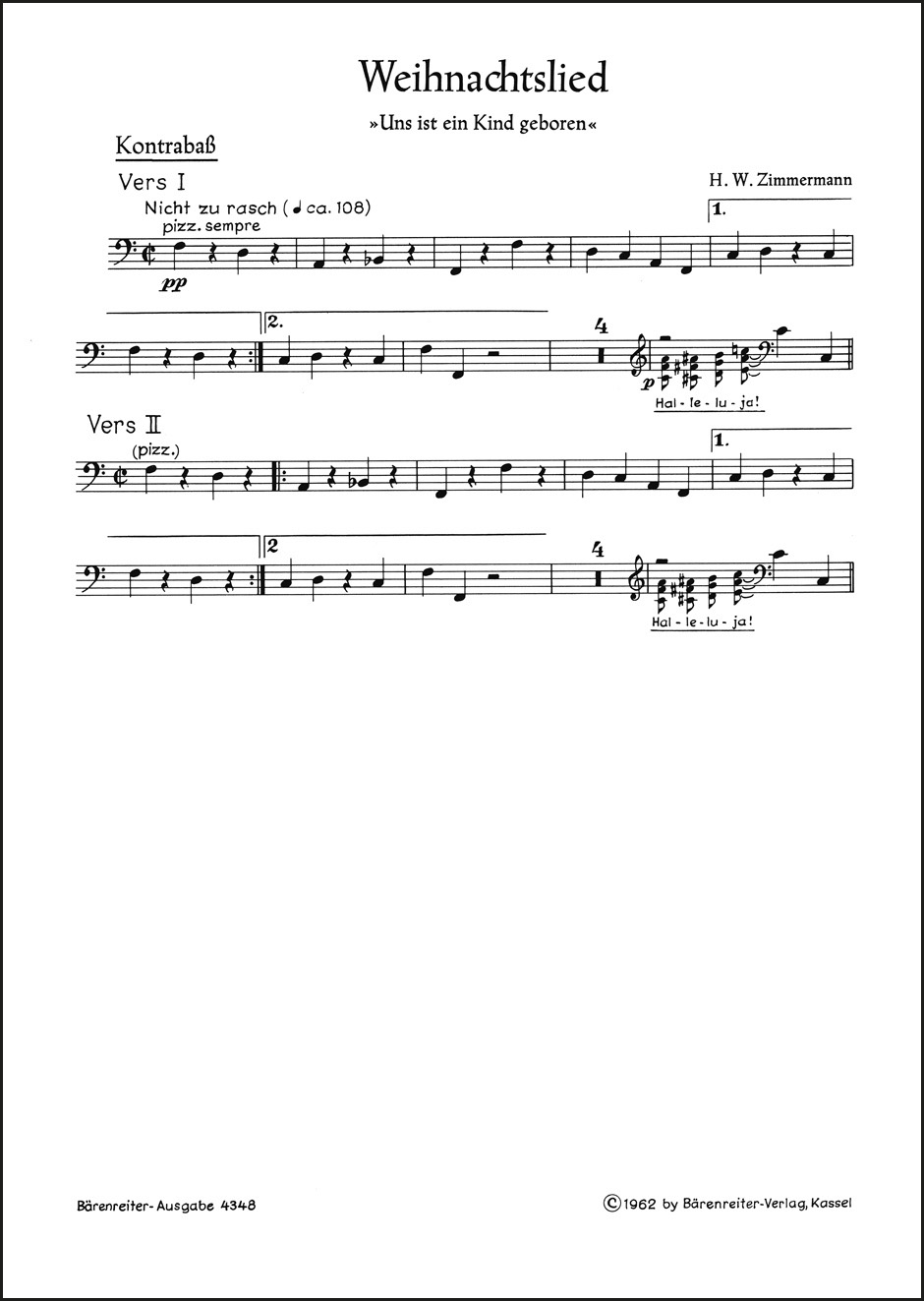 Front Cover Image Weihnachtslied "Uns ist ein Kind geboren" (1962)