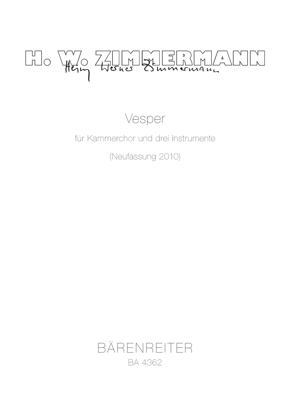 Front Cover Image Vesper für Kammerchor und drei Instrumente