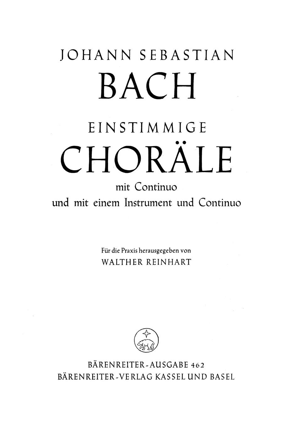 Front Cover Image Einstimmige Choräle aus den Kantaten, Heft 1