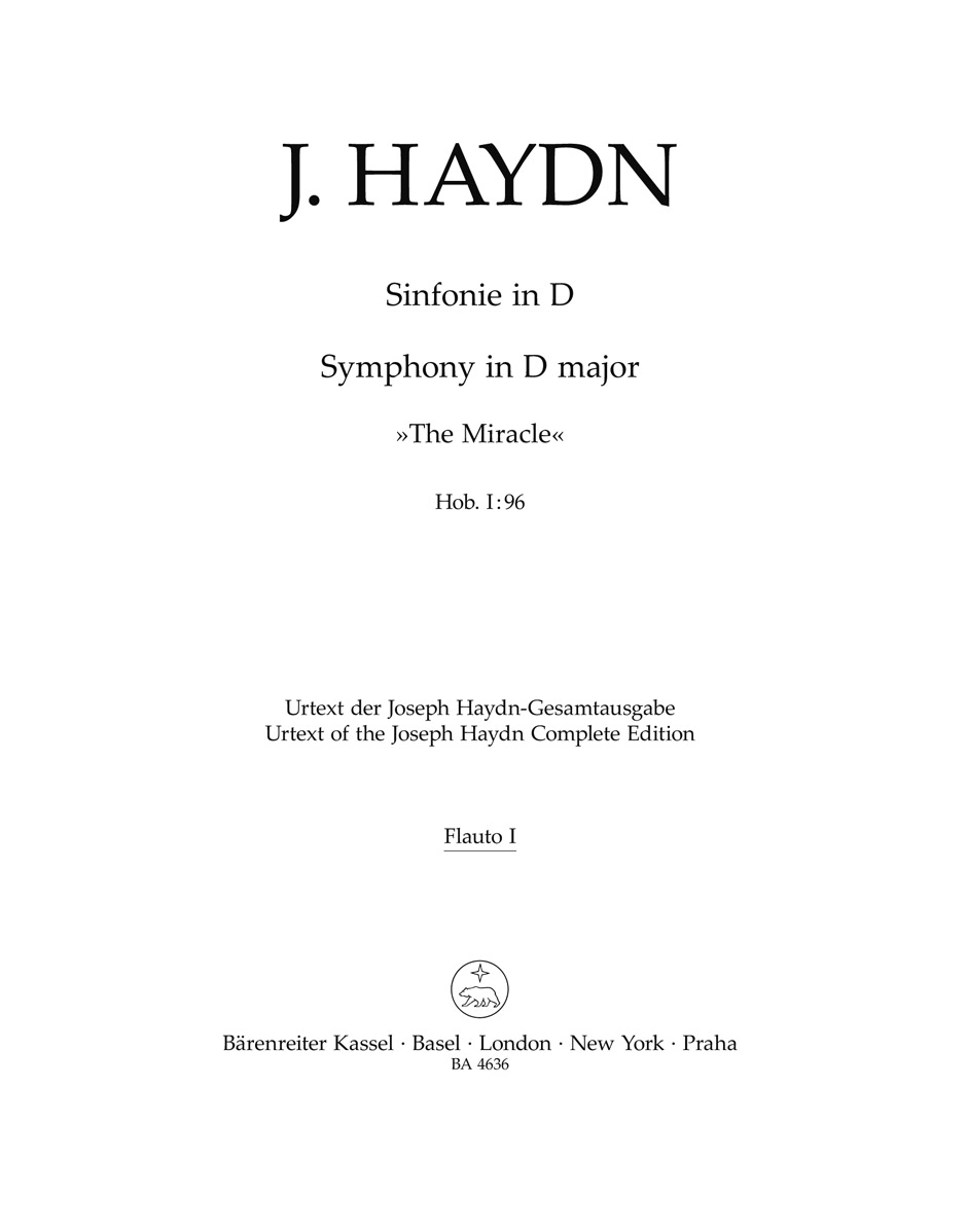 Front Cover Image Sinfonie D-Dur Hob. I:96 "The Miracle"