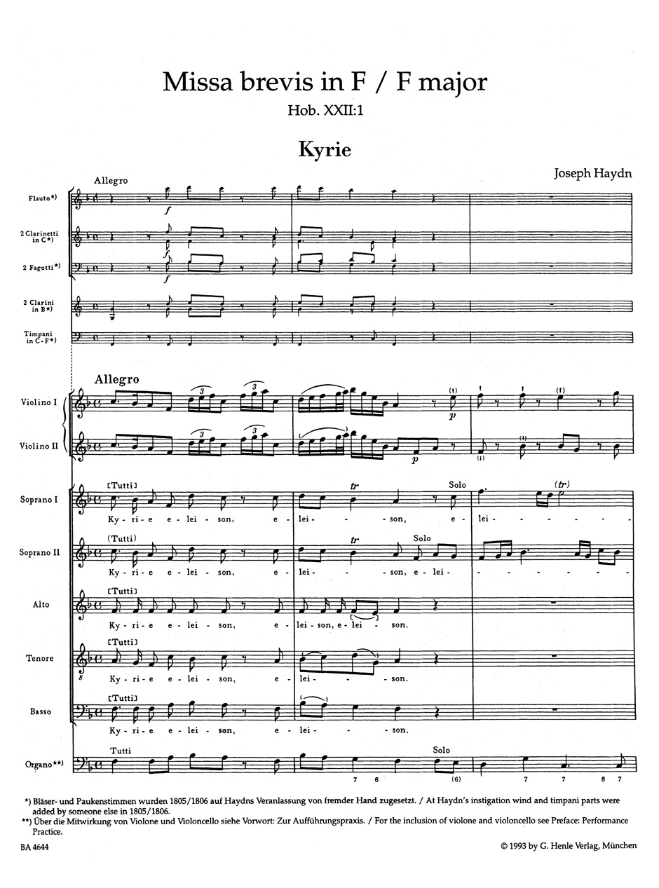 Other Cover Image Missa brevis F-Dur Hob. XXII:1