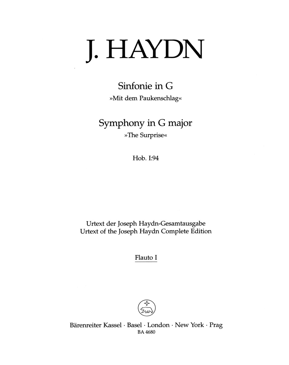 Front Cover Image Sinfonie G-Dur Hob. I:94 "Mit dem Paukenschlag"