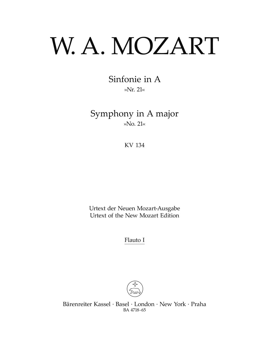 Front Cover Image Sinfonie Nr. 21 A-Dur KV 134