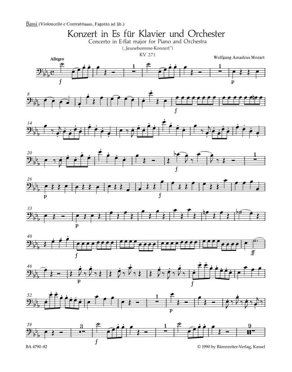 Front Cover Image Konzert für Klavier und Orchester Nr. 9 Es-Dur KV 271 "Jeunehomme"
