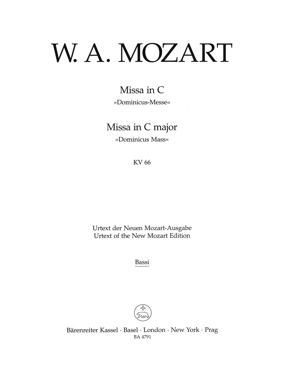 Front Cover Image Missa C-Dur KV 66 "Dominicus Messe"