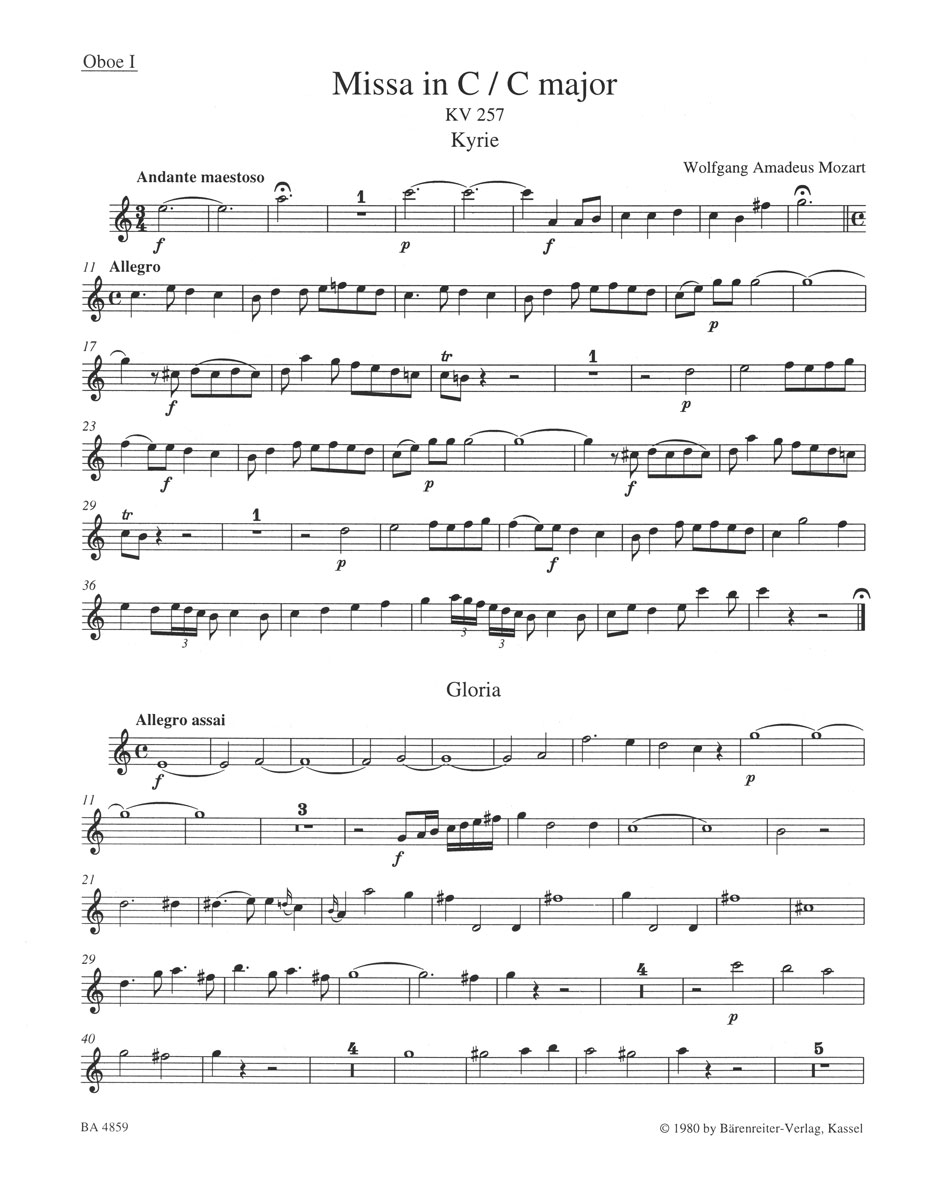 Front Cover Image Missa C-Dur KV 257 "Credo-Messe"