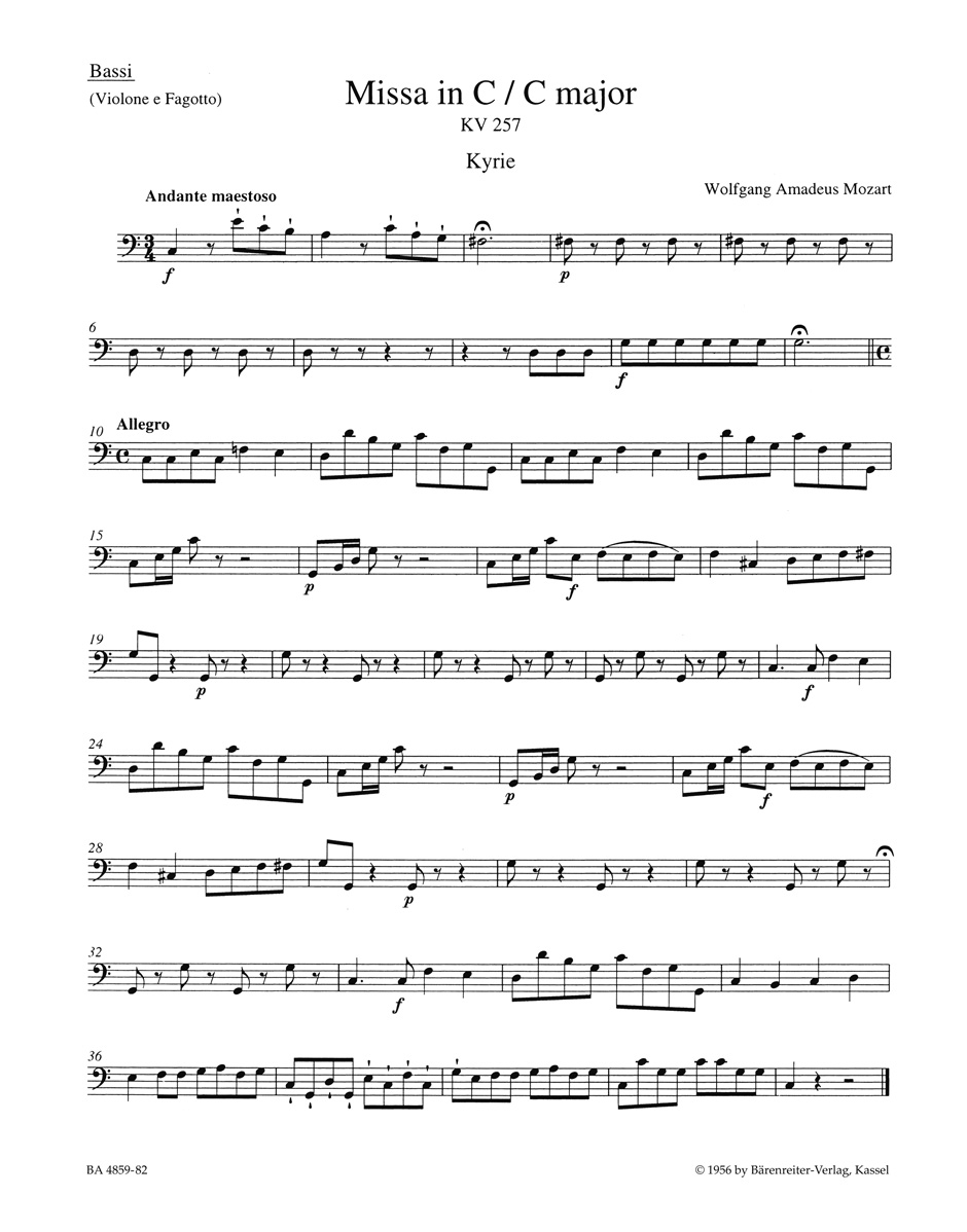 Front Cover Image Missa C-Dur KV 257 "Credo-Messe"