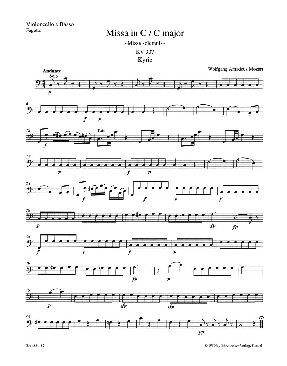 Front Cover Image Missa C-Dur KV 337 "Missa solemnis"