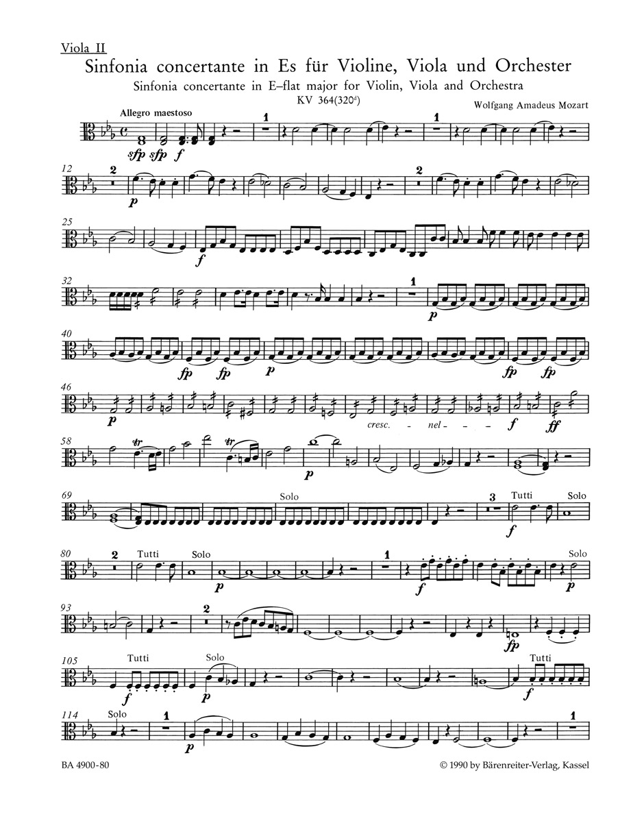 Front Cover Image Sinfonia concertante für Violine, Viola und Orchester Es-Dur KV 364 (320d)