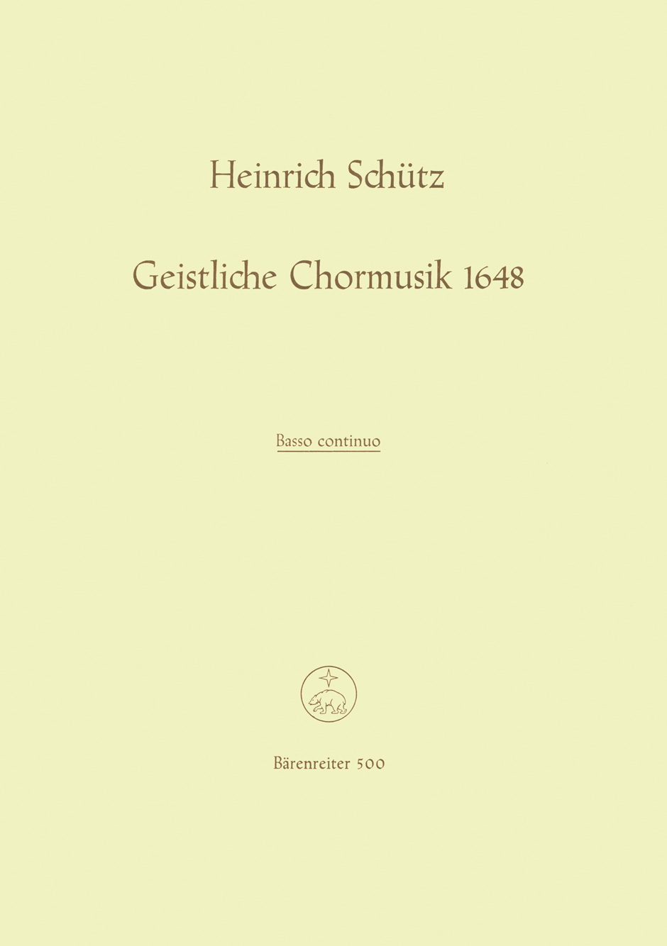 Front Cover Image Geistliche Chormusik 1648 SWV 369-397