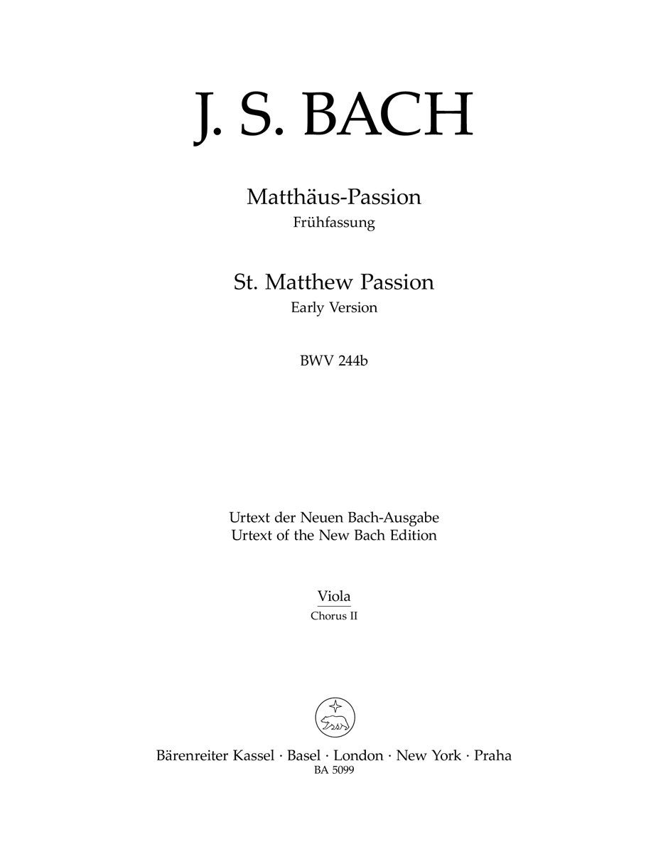 Front Cover Image Matthäus-Passion (St. Matthew Passion) BWV 244b