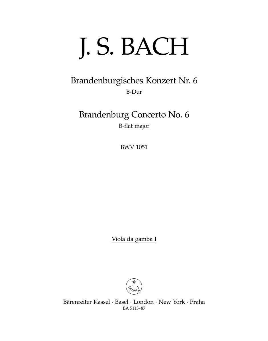Front Cover Image Brandenburgisches Konzert Nr. 6 B-Dur BWV 1051