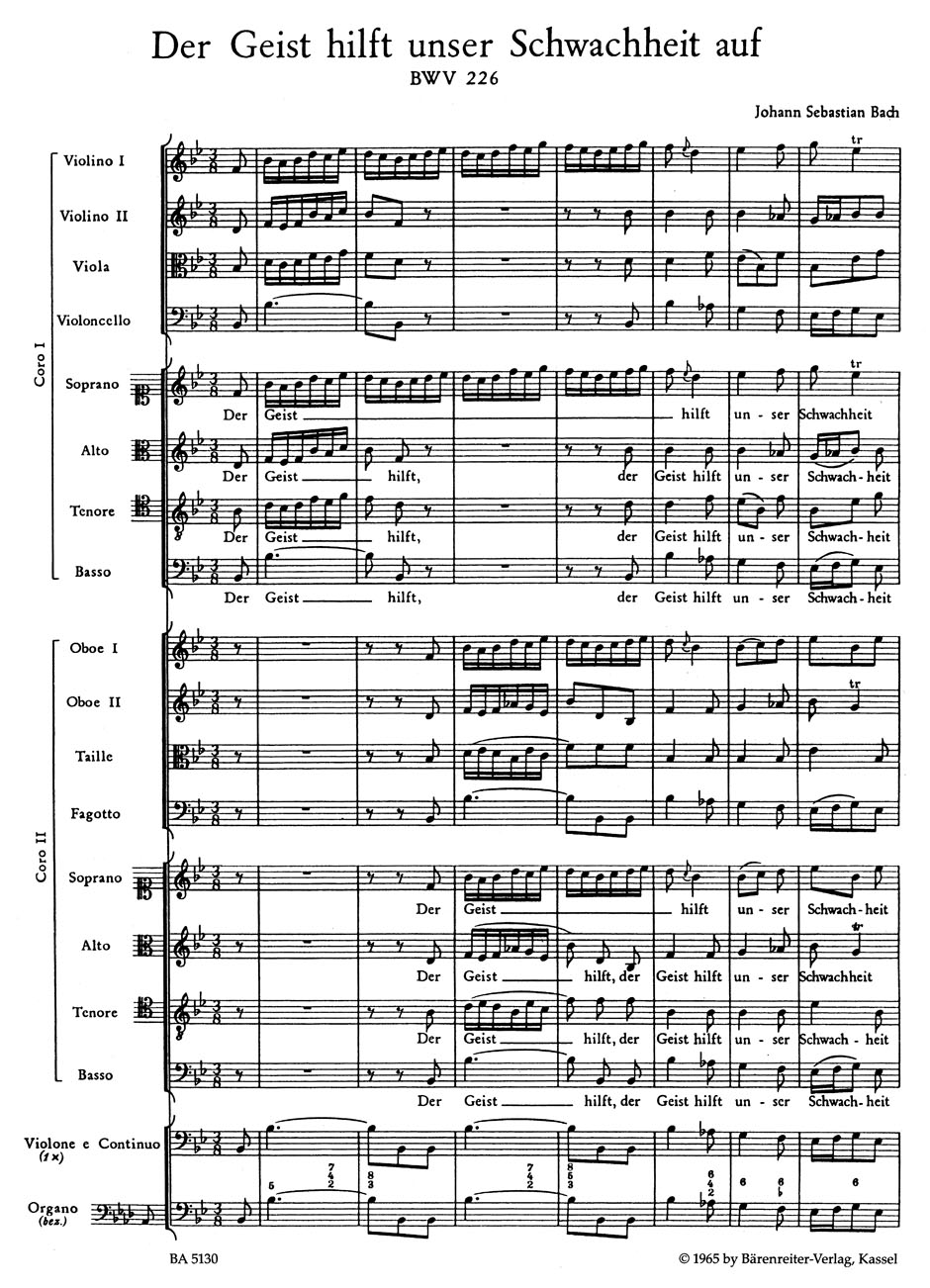 Other Cover Image Der Geist hilft unser Schwachheit auf BWV 226