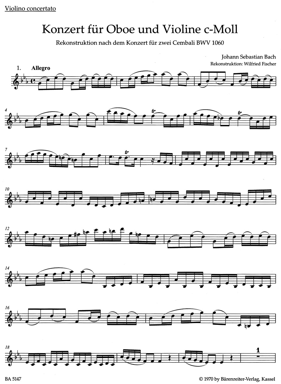 Other Cover Image Konzert für Oboe, Violine, Streicher und Basso continuo c-Moll