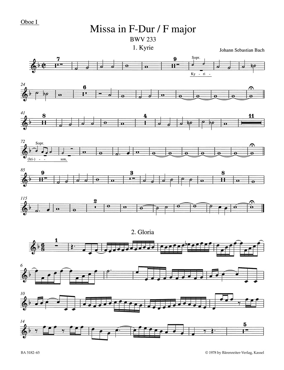 Front Cover Image Missa F-Dur BWV 233 "Lutherische Messe"