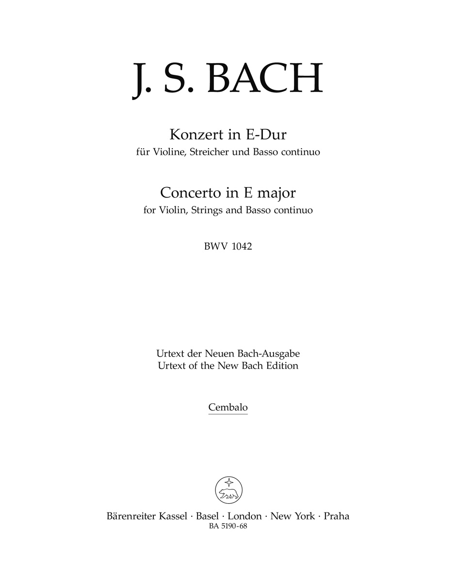 Front Cover Image Konzert für Violine, Streicher und Basso continuo E-Dur BWV 1042