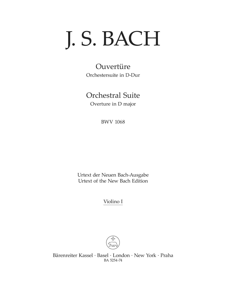 Front Cover Image Ouvertüre (Orchestersuite) D-Dur BWV 1068