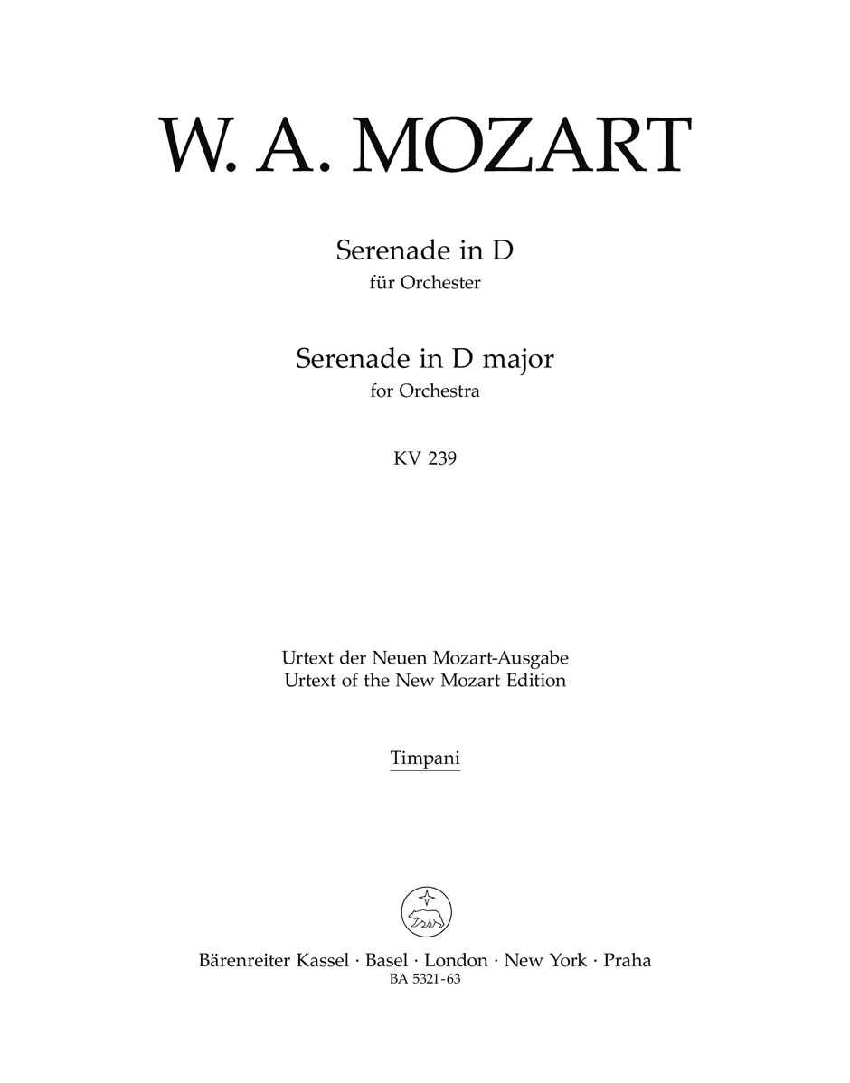 Front Cover Image Serenade D-Dur KV 239