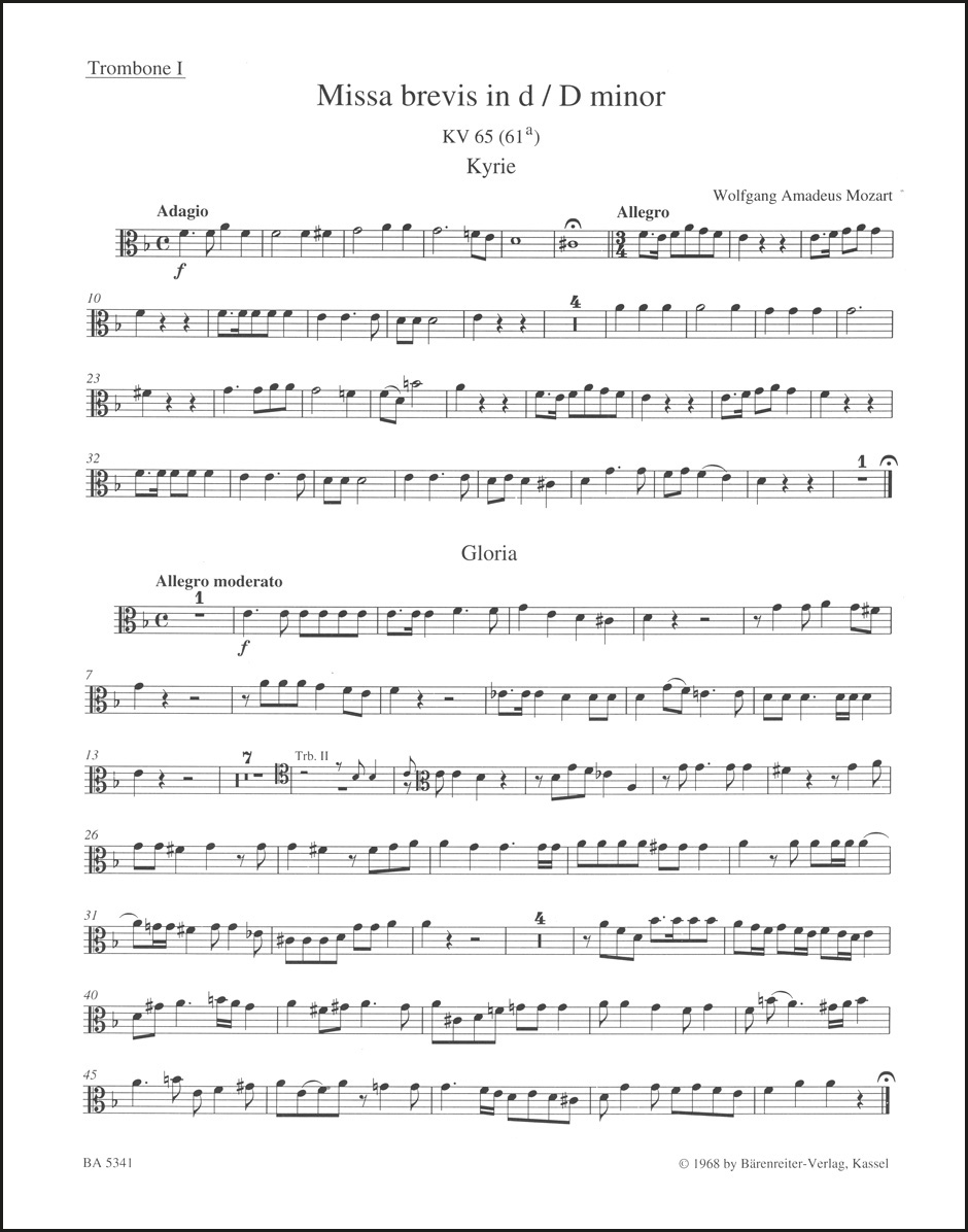 Front Cover Image Missa brevis d-Moll KV 65 (61a)