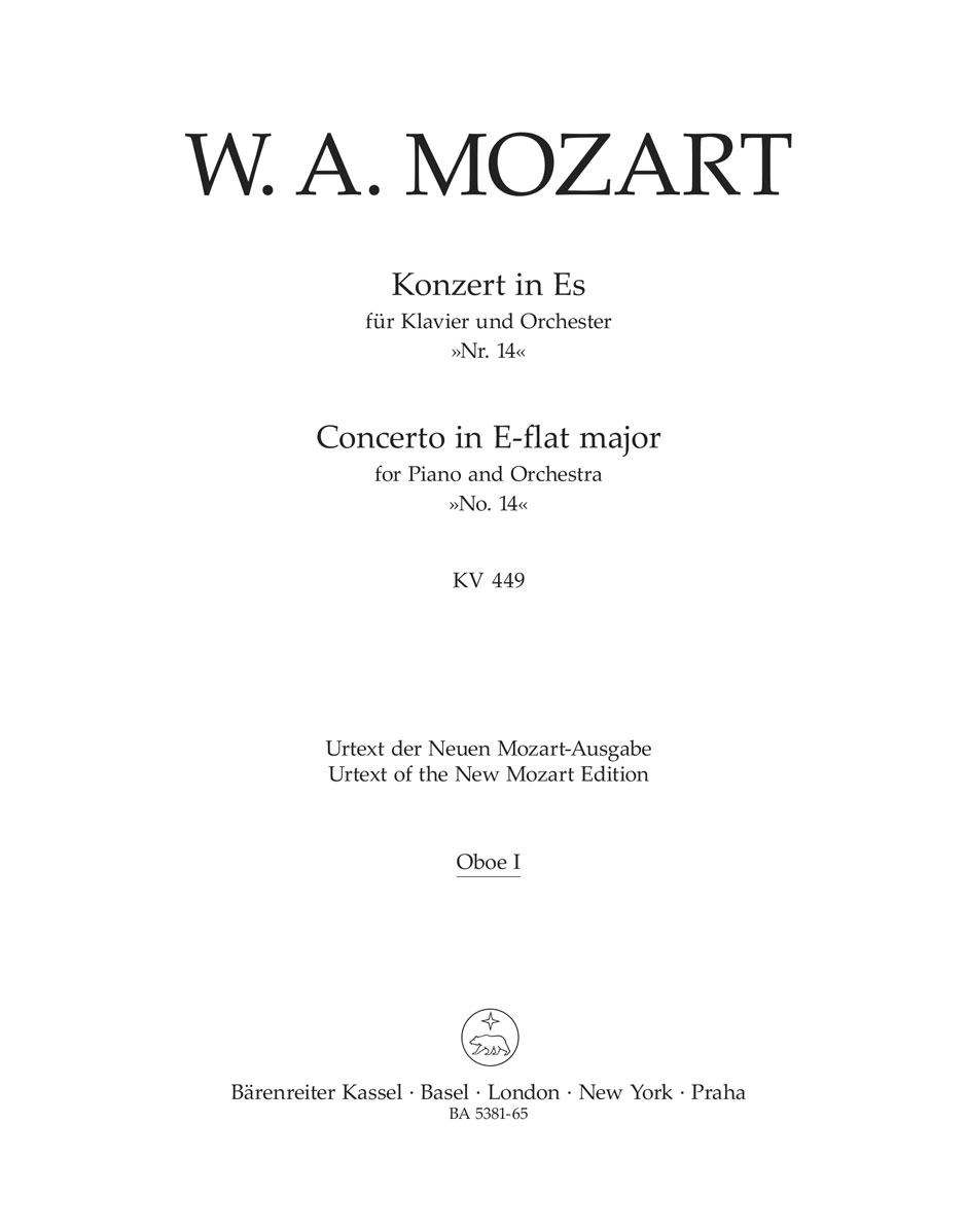 Front Cover Image Konzert für Klavier und Orchester Nr. 14 Es-Dur KV 449