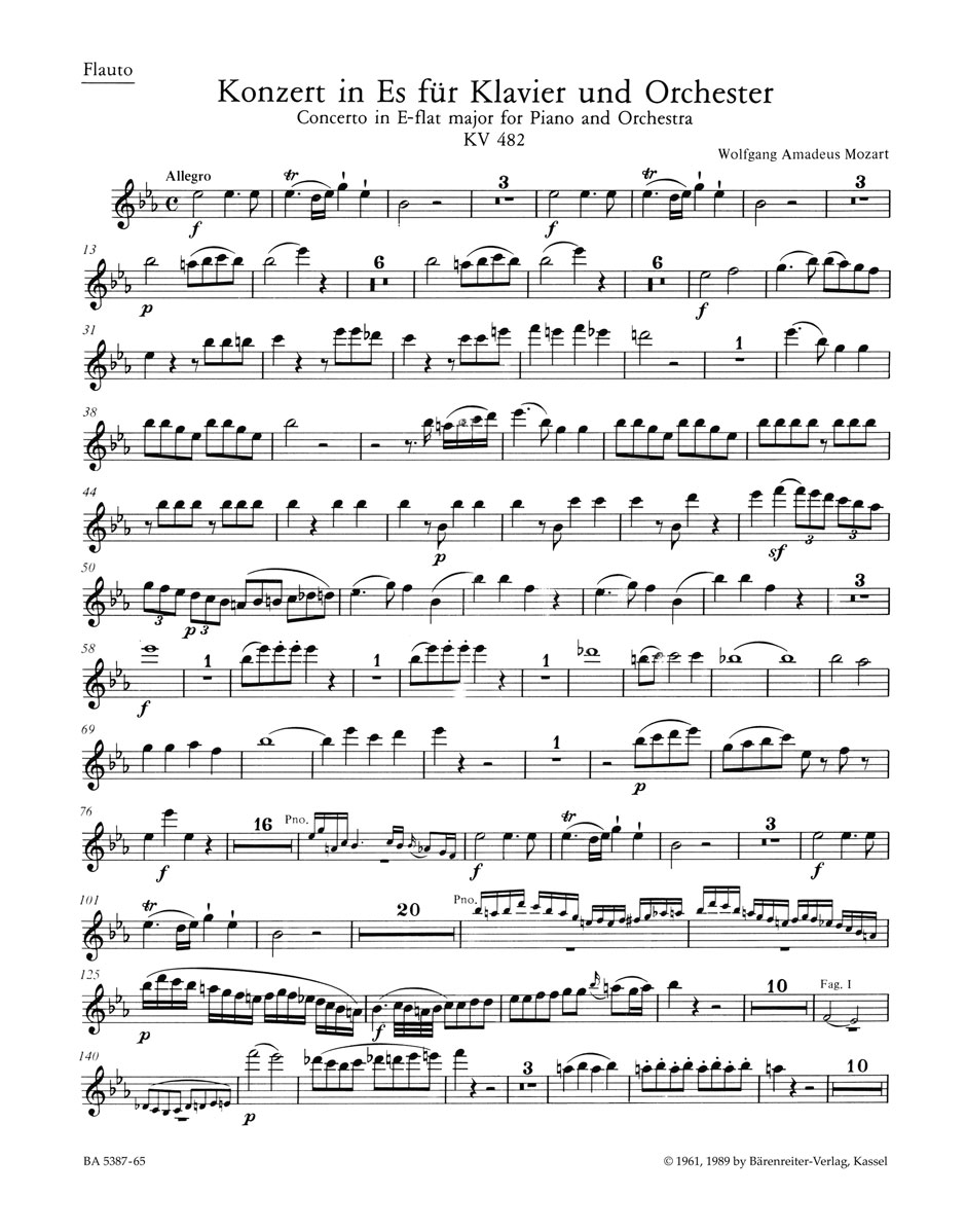 Front Cover Image Konzert für Klavier und Orchester Nr. 22 Es-Dur KV 482