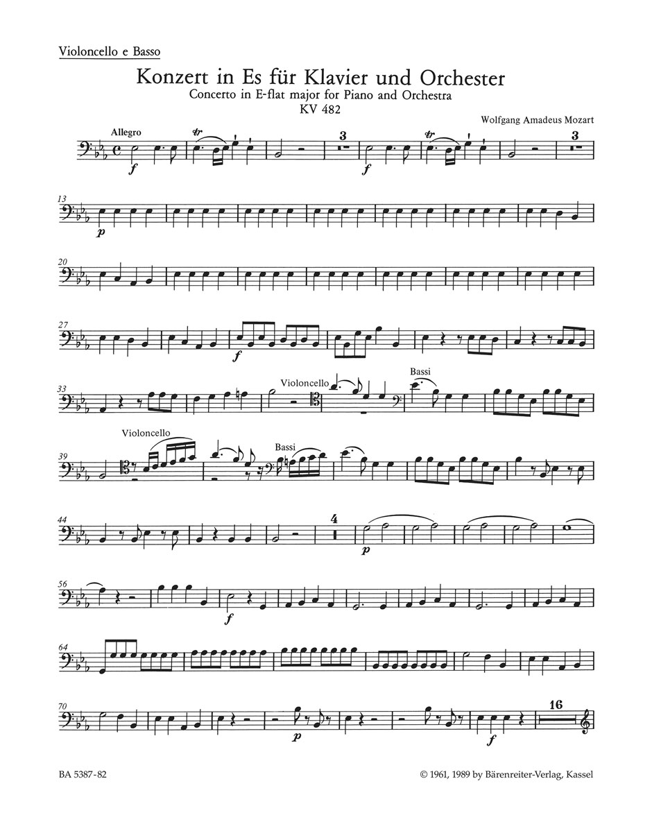 Front Cover Image Konzert für Klavier und Orchester Nr. 22 Es-Dur KV 482