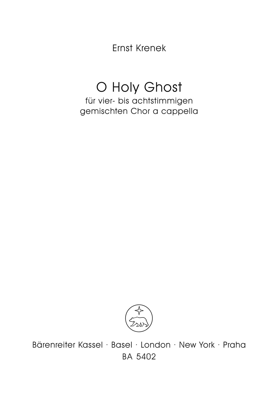 Front Cover Image O Holy Ghost für Chor op. 186a (1964)