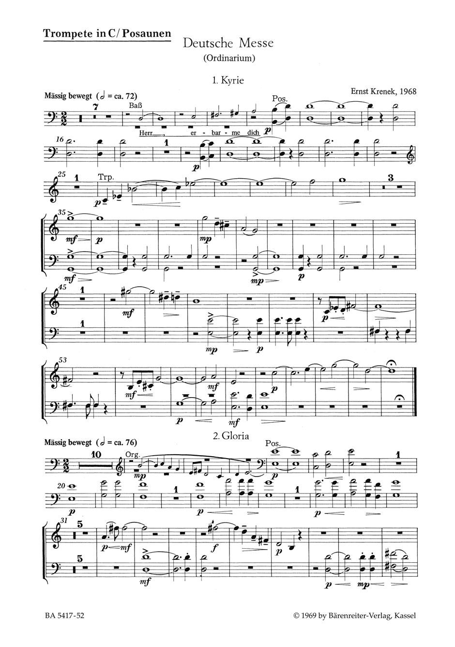 Front Cover Image Deutsche Messe für Chor, Gemeinde und Instrumente (1968)
