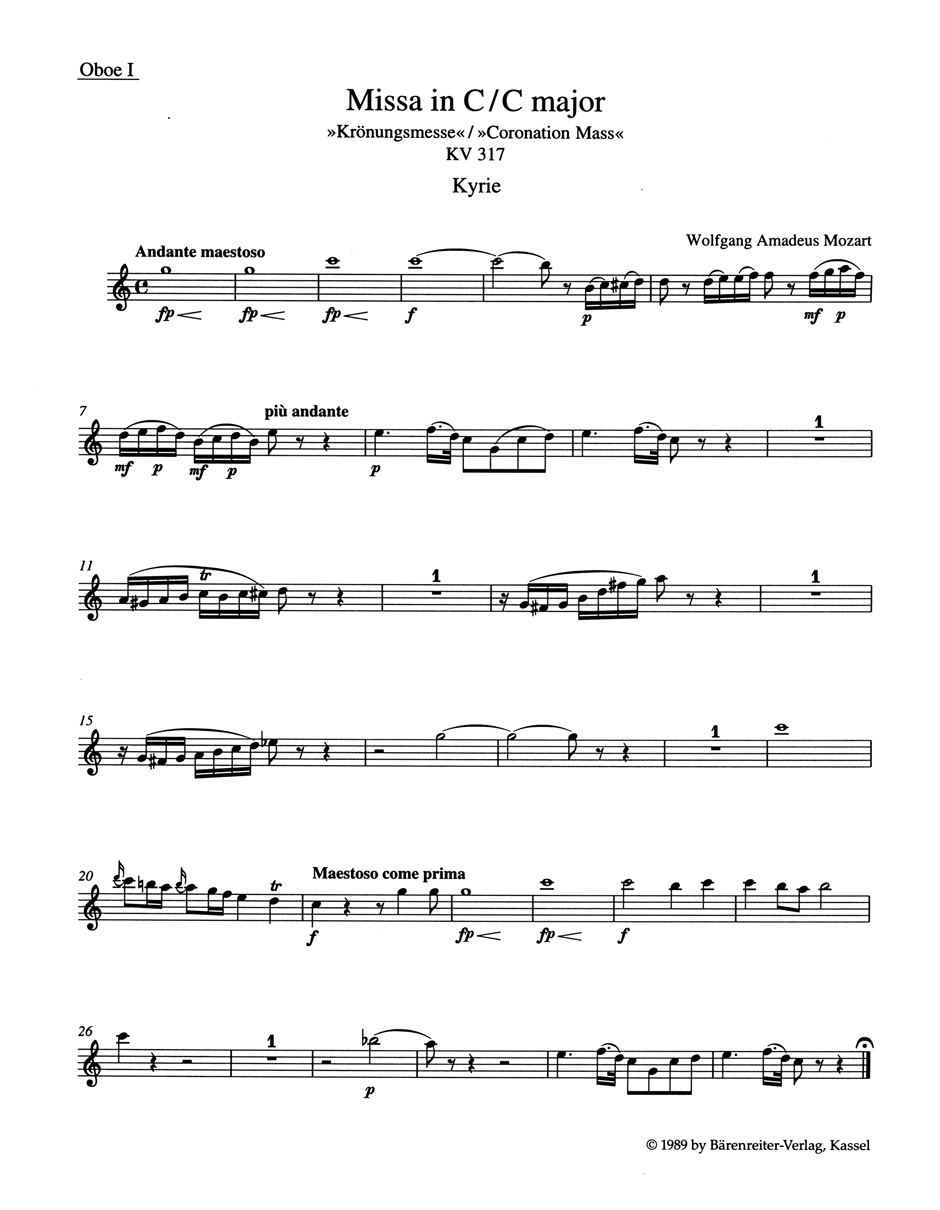 Front Cover Image Missa C-Dur KV 317 "Krönungsmesse"