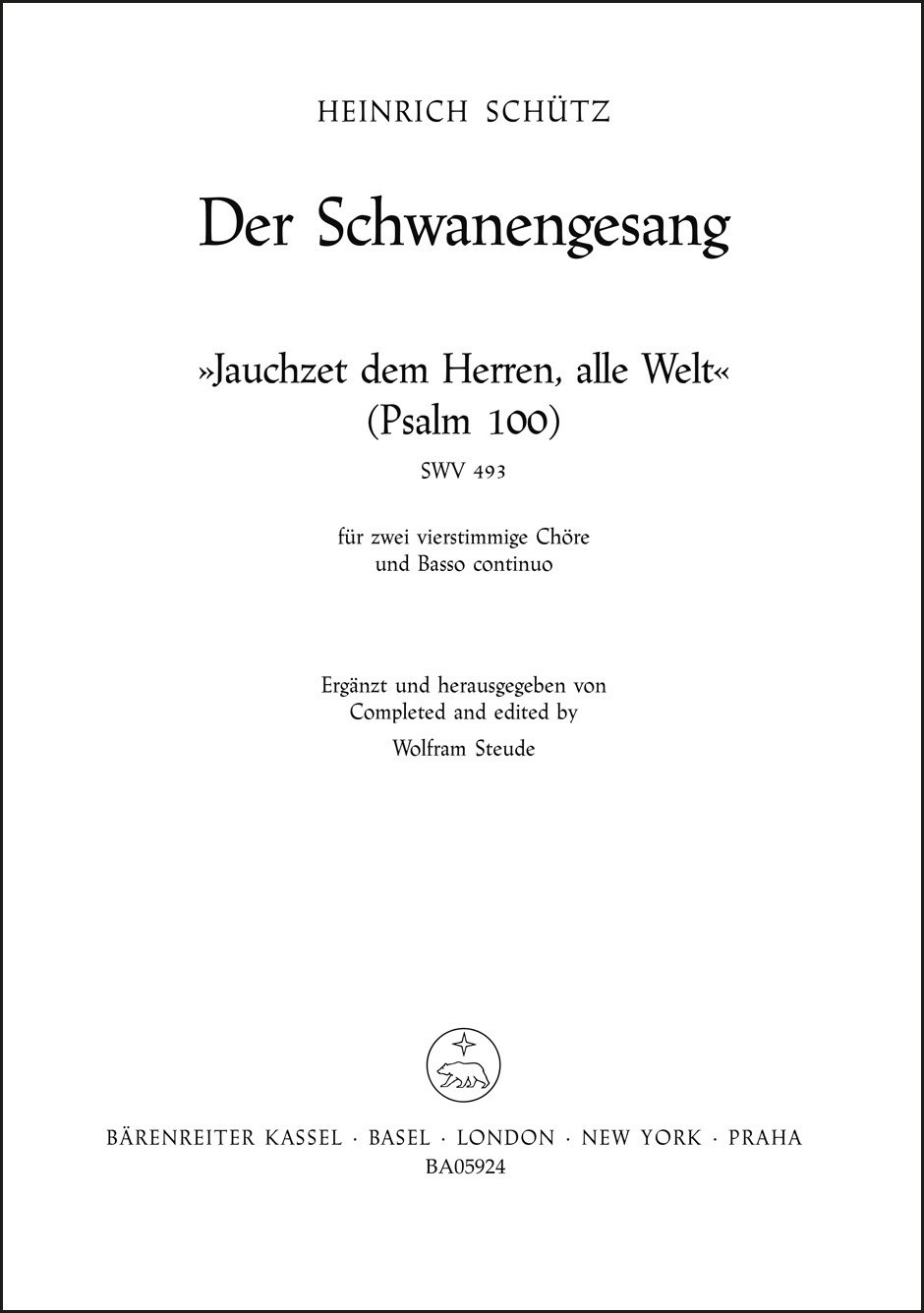 Front Cover Image Jauchzet dem Herren, alle Welt SWV 493