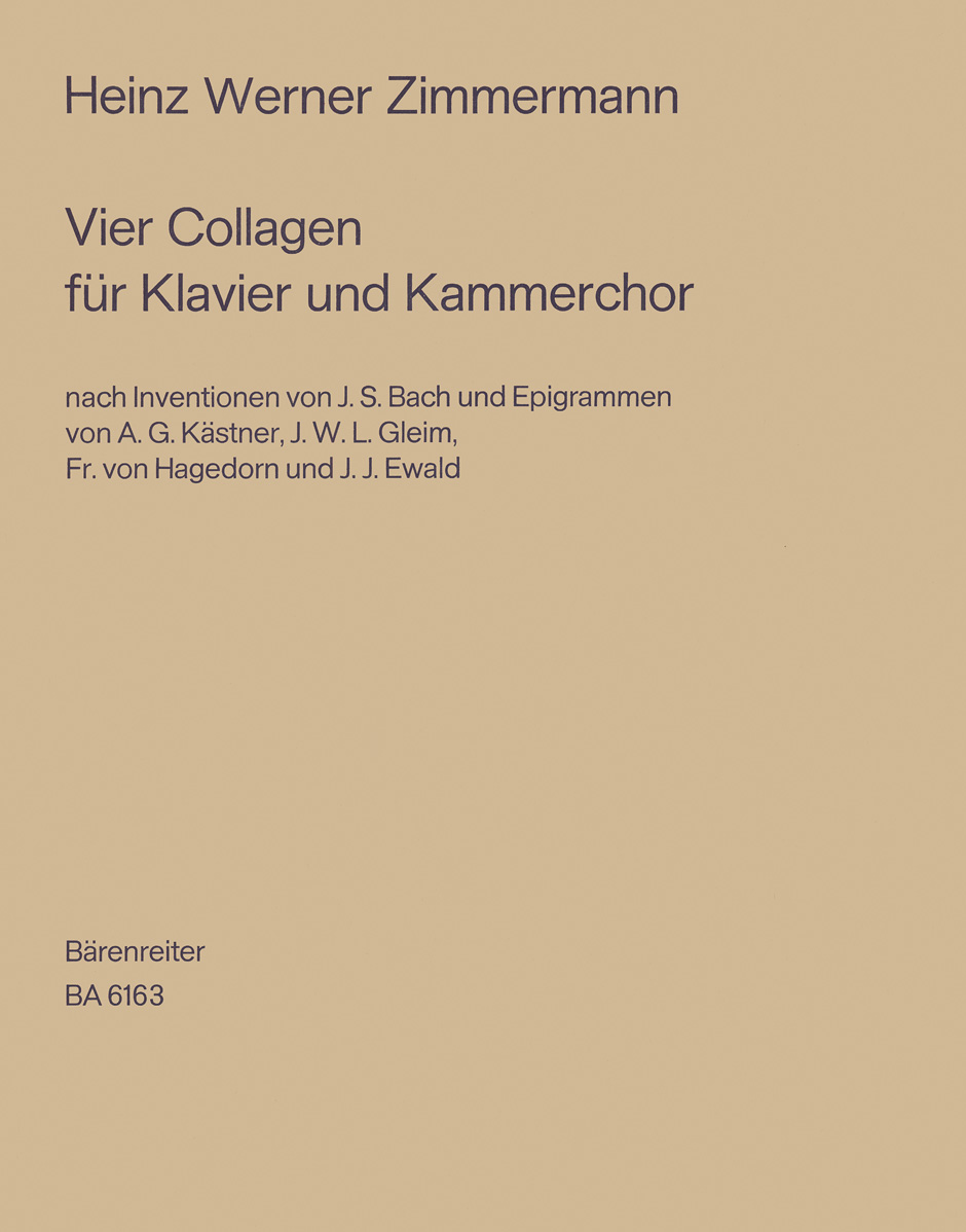 Front Cover Image Vier Collagen für Kammerchor und Klavier