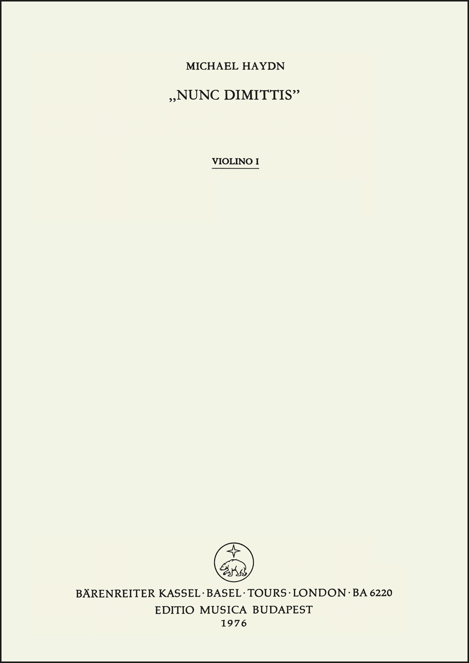 Front Cover Image Nunc dimittis