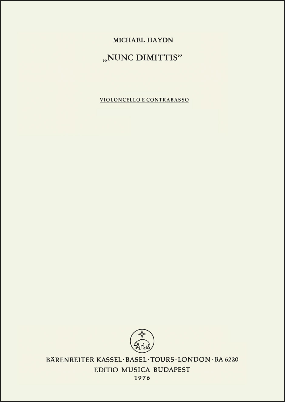 Front Cover Image Nunc dimittis