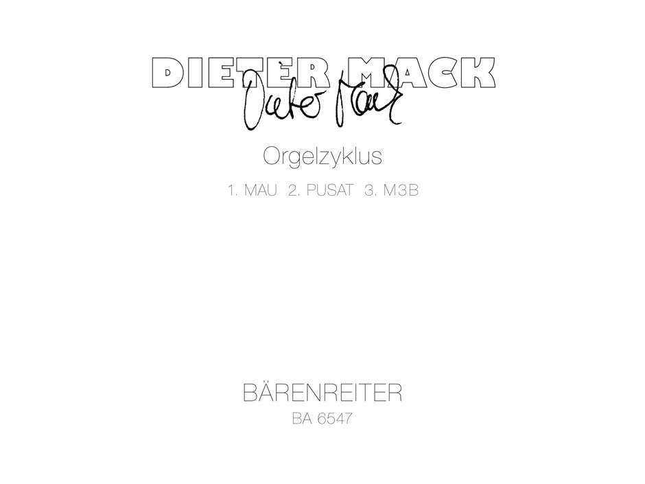 Front Cover Image Orgelzyklus