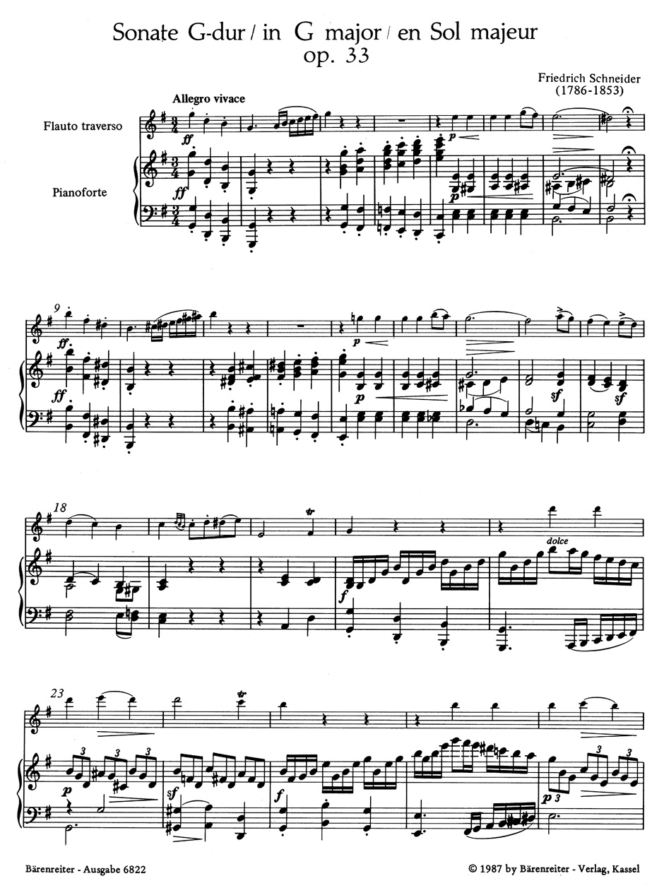 Front Cover Image Sonate für Flöte und Klavier G-Dur op. 33