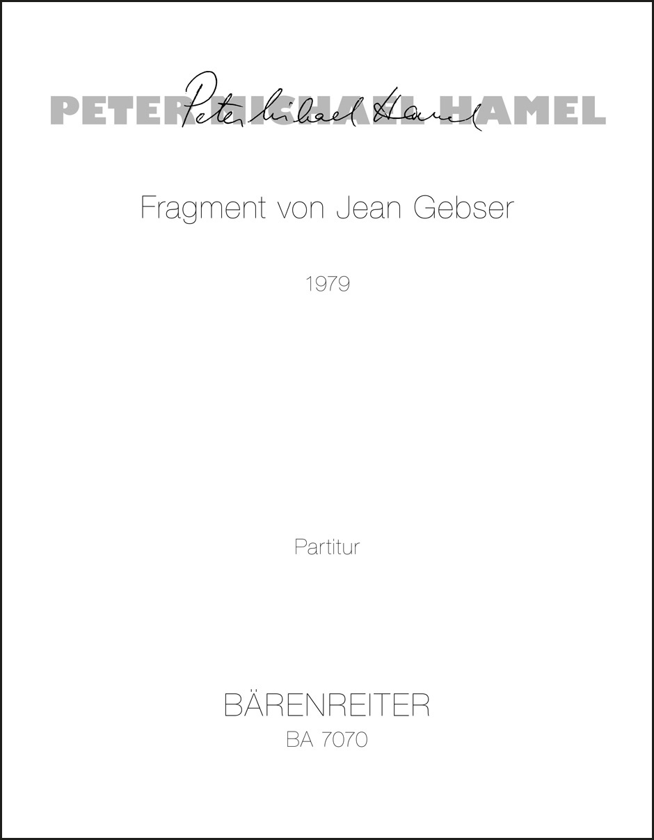 Front Cover Image Fragment für Sopran, Altflöte, Vibraphon, Violoncello und Klavier "Ganz klar und heiter" (1979)