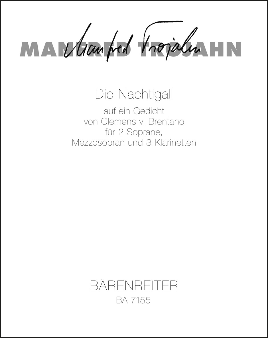 Front Cover Image Die Nachtigall für 2 Soprane, Mezzosopran und 3 Klarinetten (1984)