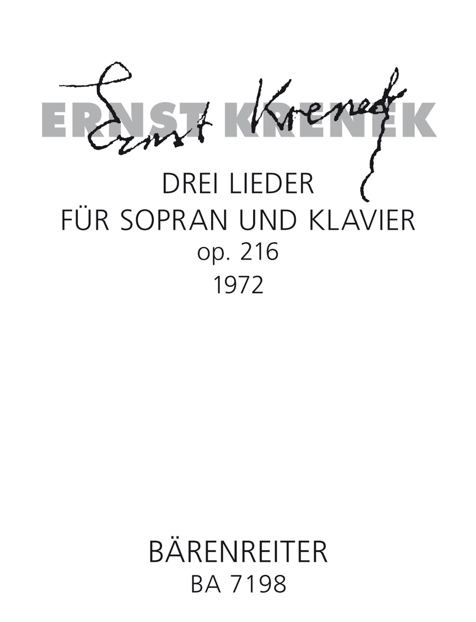 Front Cover Image Drei Lieder für Sopran und Klavier op. 216 (1972)