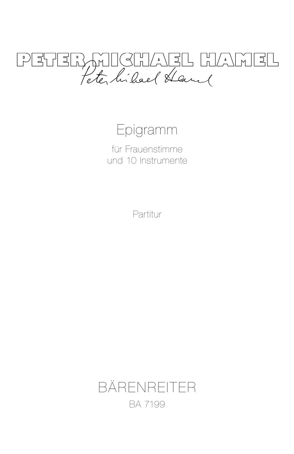 Front Cover Image Epigramm für Frauenstimme und 10 Instrumente (1989)