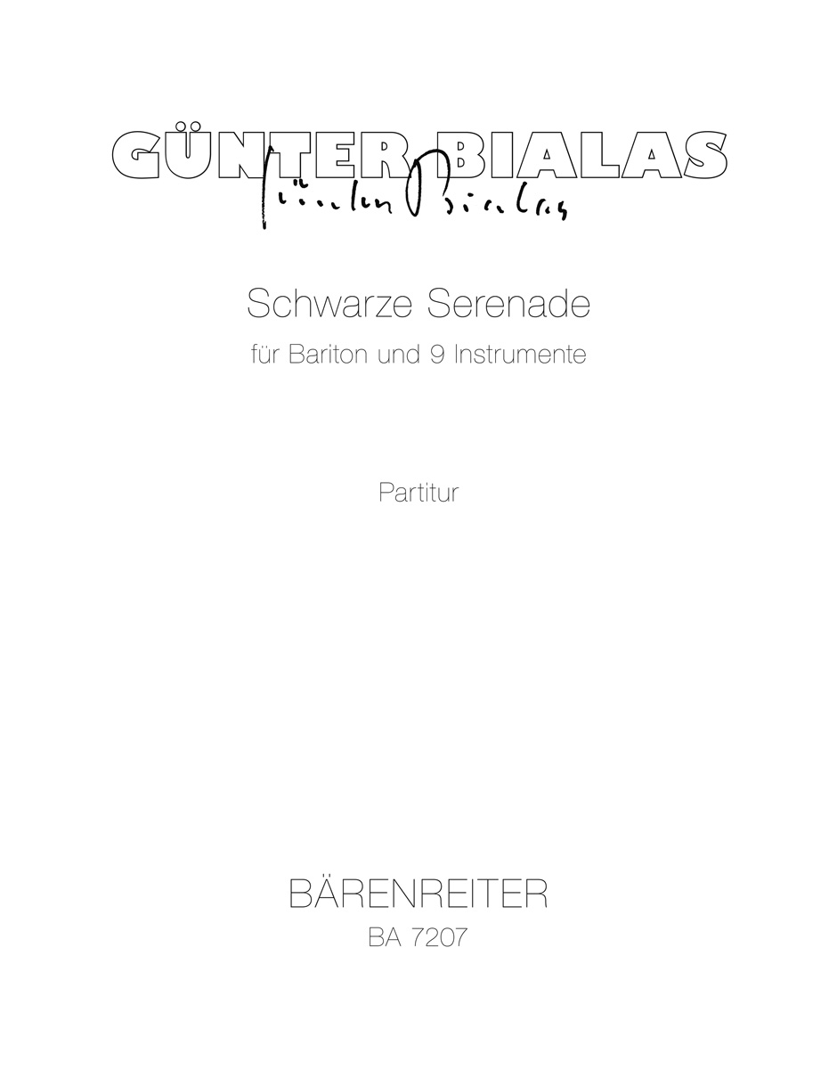 Front Cover Image Schwarze Serenade für Bariton und 9 Instrumente (1989)