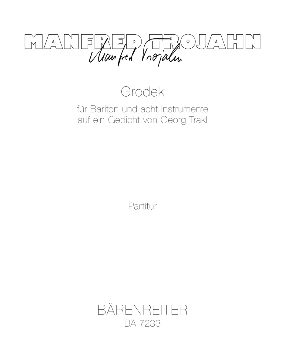 Front Cover Image Grodek für Bariton und acht Instrumente (1991)
