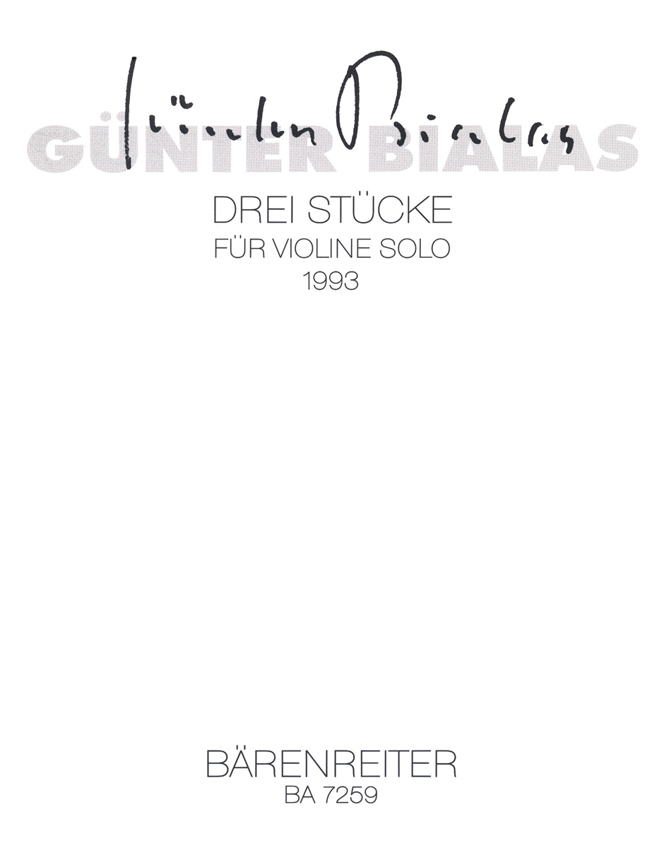 Front Cover Image Drei Stücke für Violine solo (1993)