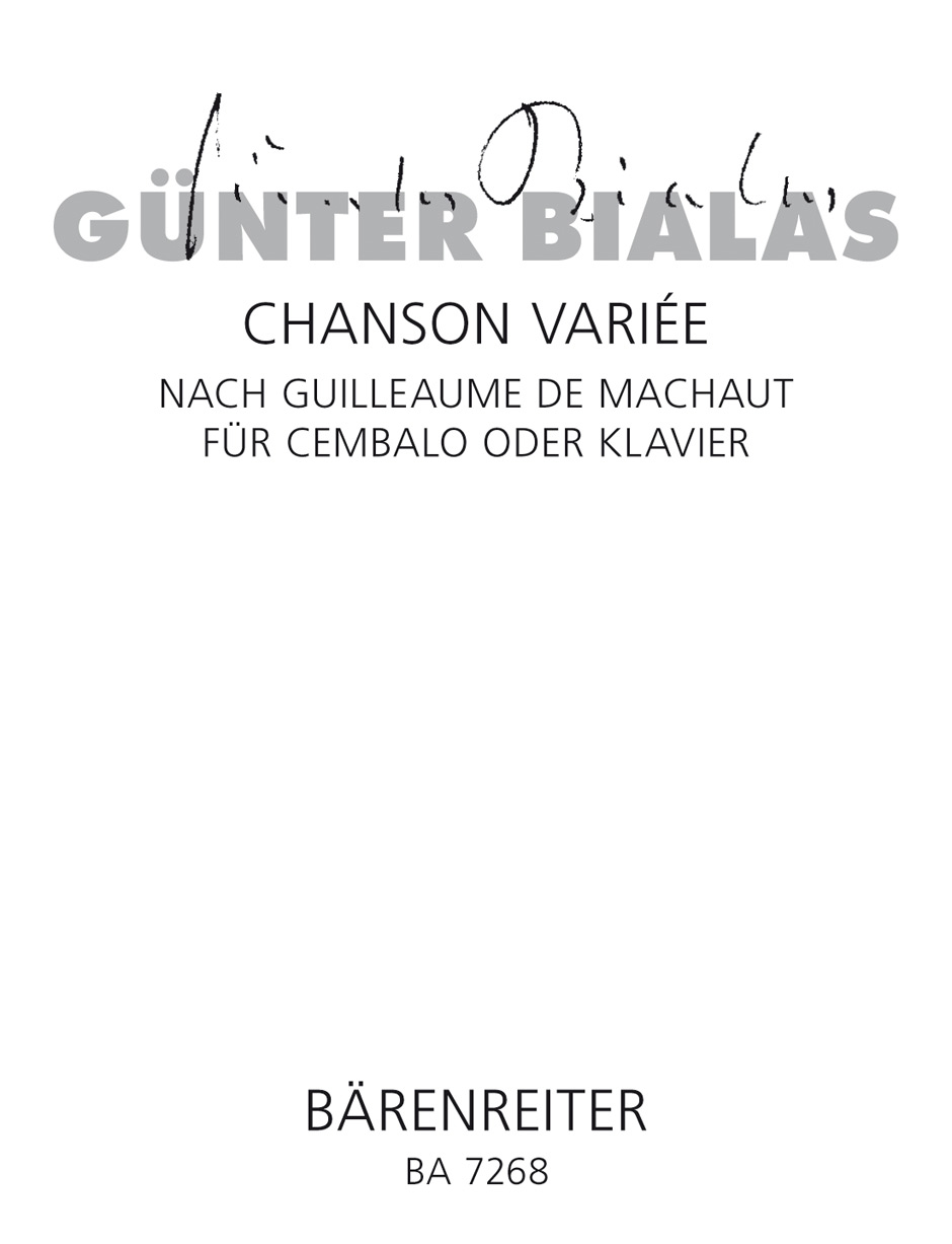 Front Cover Image Chanson variée nach Guillaume de Machaut