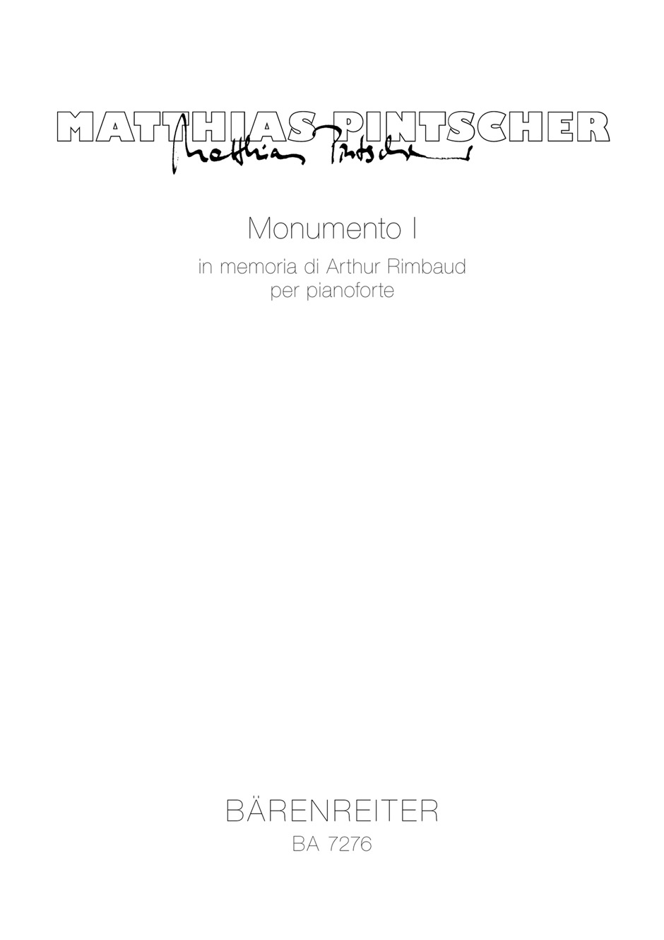 Front Cover Image Monumento I für Klavier (1991)