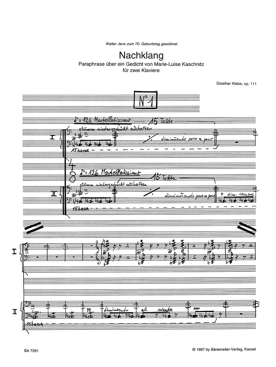 Front Cover Image Nachklang op. 111
