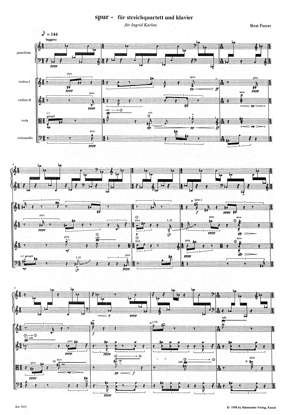 Other Cover Image spur für Klavier und Streichquartett (1998)